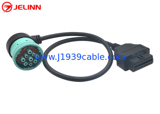 Sağ Açı Yeşil J1939 Deutsch 9-Pin Dişi - J1962 OBD2 16 Pin Dişi Kablo