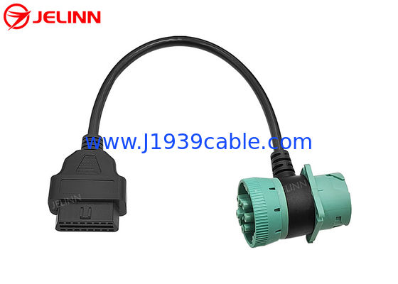 Yeşil Deutsch J1939 9Pin Erkek Kadın Bağlantısı OBD2'ye geçiş OBDII Kadın Kablo T şekli 9 Pin OBD 2 Adapt