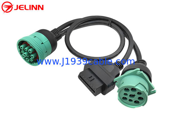 J1939 9 Pin to OBD 2 OBD2 16 Pin Splitter Y Kablo 9Pin Splitter Kamyon GPS için Kablo Bağlantısı
